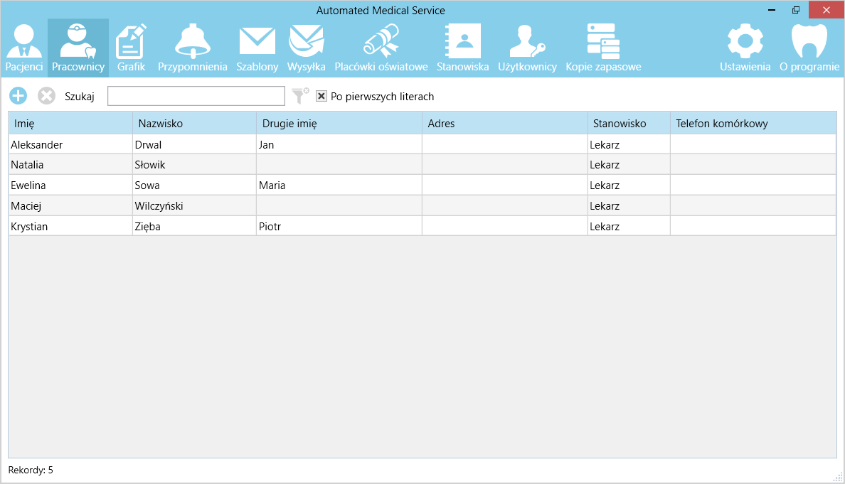 Zarządzanie personelem medycznym i uprawnieniami w systemie AMS